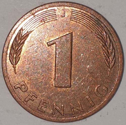1982 J - 1 PFENNIG - ONE PFENNIG - GERMANY - FEDERAL REPUBLIC - (Copper Plated Steel)